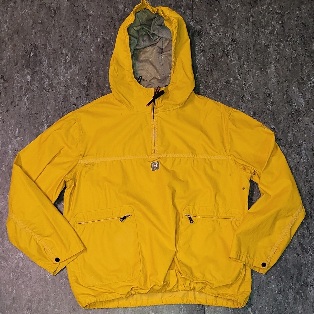 90s. Tommy Hilfiger Yellow Sailing/rain Jacket. Pullover 1/4 Zip. Men's Large